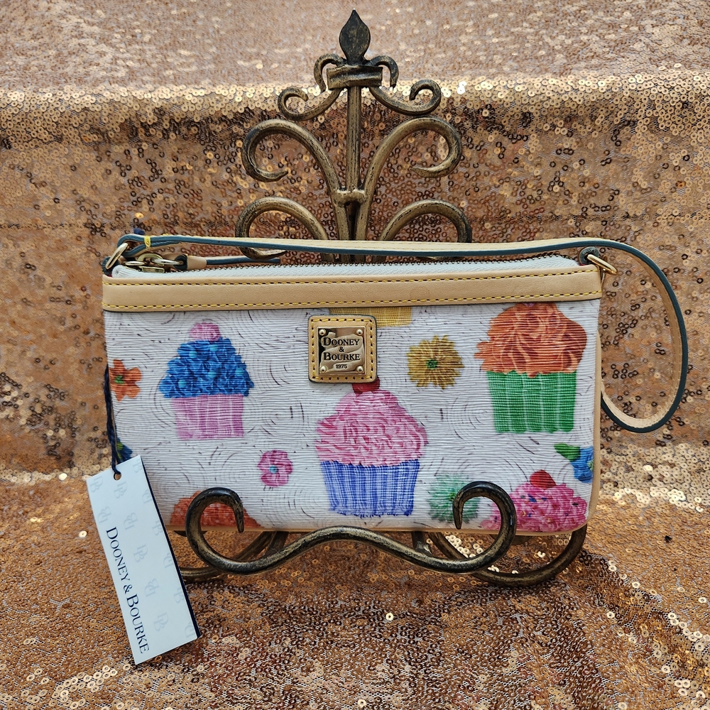 Dooney & Bourke White Cupcake Print Shoulder Bag Wristlet